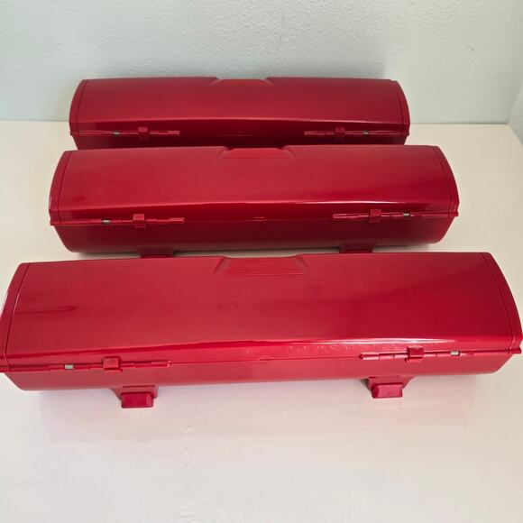Vintage Wrap Master Foil Paper Plastic Wrap Dispensers Set Of 3 Red Model 1500 - Picture 3 of 16